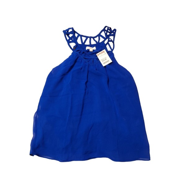 Mine women's blue sleeveless Top Blouse size S Shear Layered NWT - Picture 5 of 5